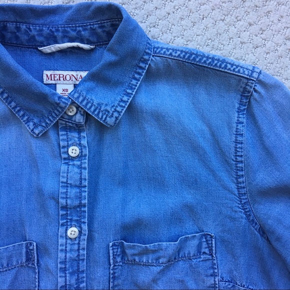 Merona - Soft & Stretchy Button Down Denim Shirt - Picture 2 of 4